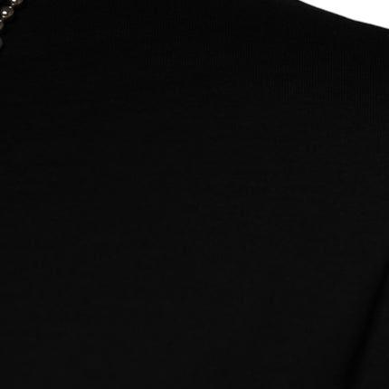 Dolce & Gabbana Black Cotton Necklace Embellished T-shirt