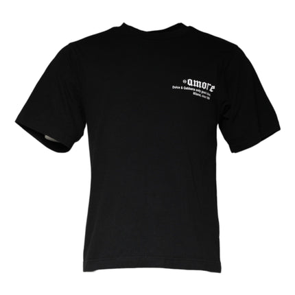 Dolce & Gabbana Black Amore Print Cotton Crew Neck T-shirt