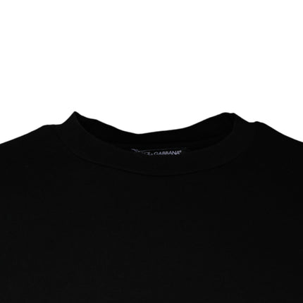Dolce & Gabbana Black Amore Print Cotton Crew Neck T-shirt