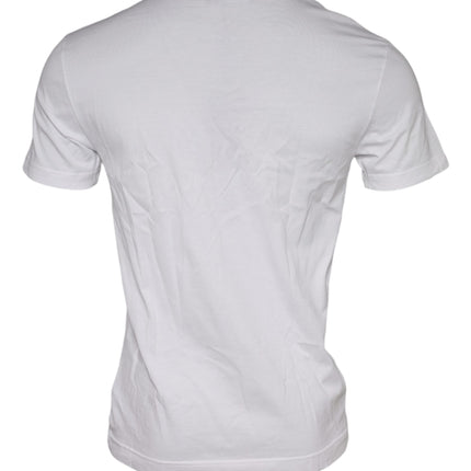 Dolce & Gabbana White Graphic Print Cotton Crew Neck T-shirt