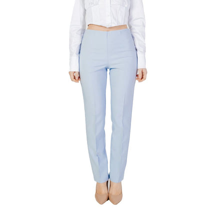 Sandro Ferrone Blue Polyester Dress Pants