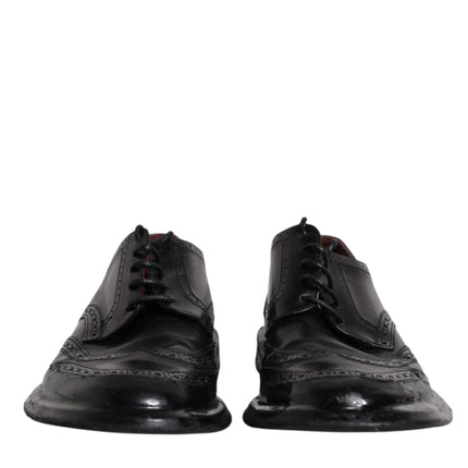 Dolce & Gabbana Black Leather Derby Wingtip Formal Shoes