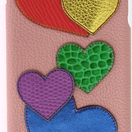 Dolce & Gabbana Pink Leather Heart Phone Cover