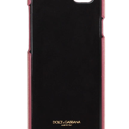 Dolce & Gabbana Pink Leather Heart Crystal Phone Case
