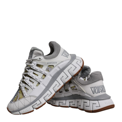 Versace White Trigreca Barocco Print Low Top Sneakers Shoes