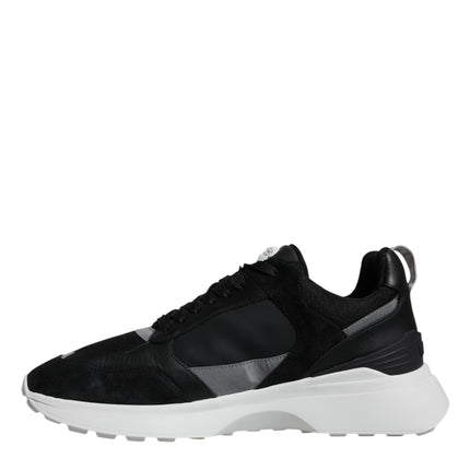 Versace Black Canvas Quad Fabric Medusa Low Top Sneaker Shoes