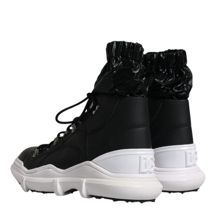 Dolce & Gabbana Black Nylon Galileo High Top Sneakers Shoes