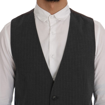 Dolce & Gabbana Gray STAFF Cotton Striped Vest