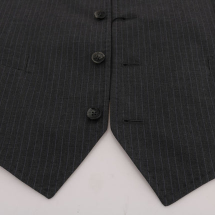 Dolce & Gabbana Gray STAFF Cotton Striped Vest