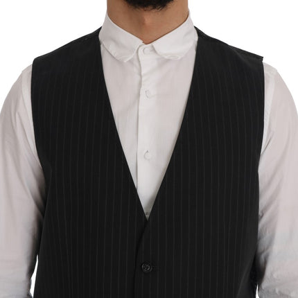 Dolce & Gabbana Gray STAFF Cotton Striped Vest