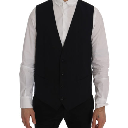 Dolce & Gabbana Black STAFF Wool Striped Vest