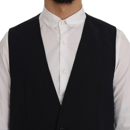 Dolce & Gabbana Black STAFF Wool Striped Vest