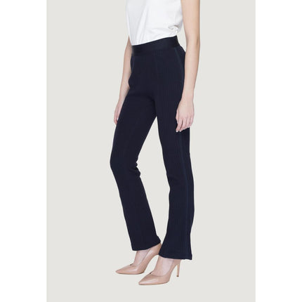 Street One Blue Cotton Flared Pants