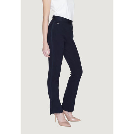Street One Blue Cotton Flared Pants
