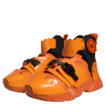 Dolce & Gabbana Orange Multi Panel Chunky High Top Sneakers Shoes