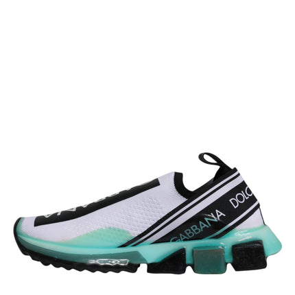 Dolce & Gabbana White Blue Sorrento Slip On Sneakers Shoes