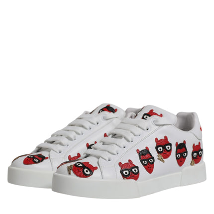 Dolce & Gabbana White Devil Face Portofino Sneakers Shoes