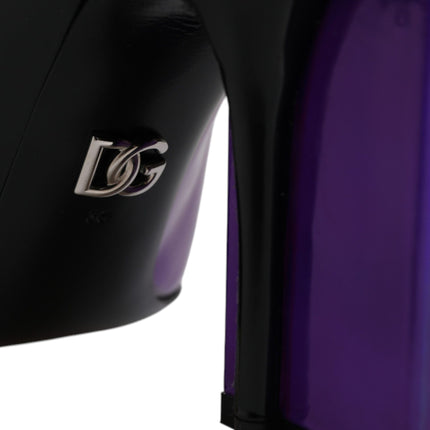 Dolce & Gabbana Purple Black Pointed Ankle Boots Shoes
