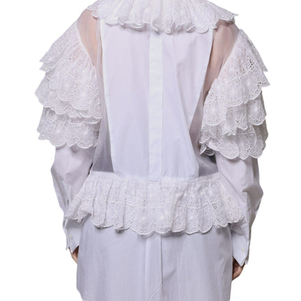 Dolce & Gabbana White Cotton Poplin Shirt Dress Blouse Top