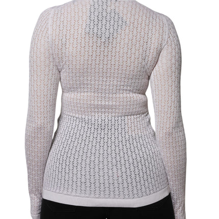 Dolce & Gabbana White Silk Button Down Cardigan Sweater