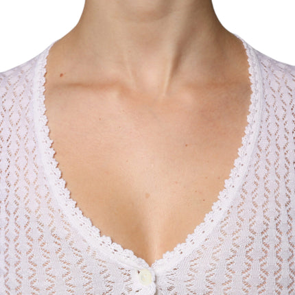 Dolce & Gabbana White Silk Button Down Cardigan Sweater