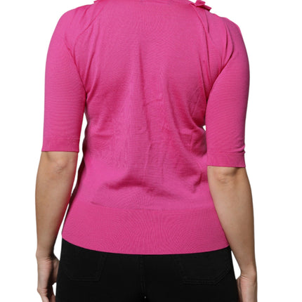 Dolce & Gabbana Pink Wool Button Down Cardigan Sweater