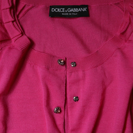 Dolce & Gabbana Pink Wool Button Down Cardigan Sweater