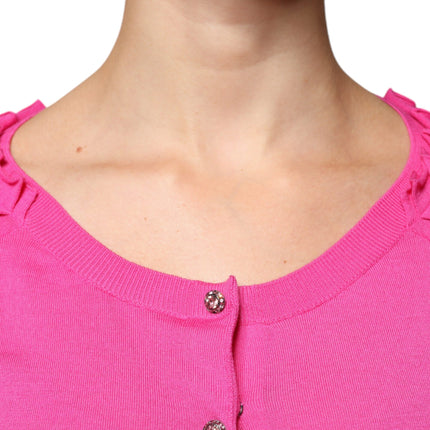 Dolce & Gabbana Pink Wool Button Down Cardigan Sweater