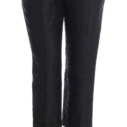 Dolce & Gabbana Black Floral Brocade Capri Pants