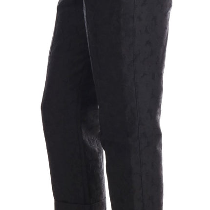 Dolce & Gabbana Black Floral Brocade Capri Pants