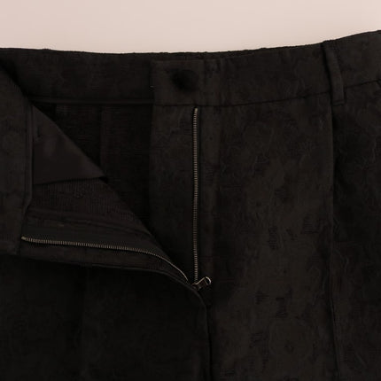 Dolce & Gabbana Black Floral Brocade Capri Pants