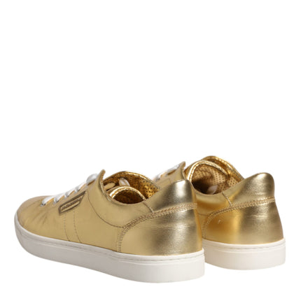 Dolce & Gabbana Gold Leather Logo London Men Sneakers Shoes