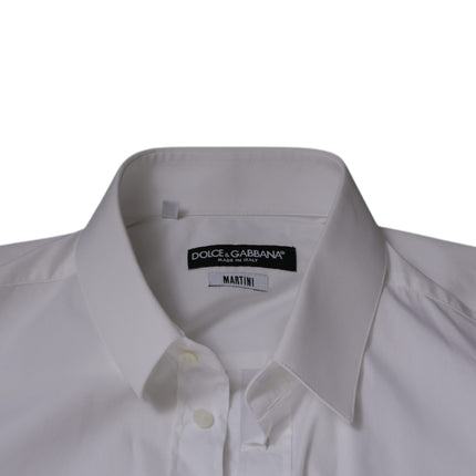 Dolce & Gabbana White Cotton Blend Men MARTINI Dress Shirt