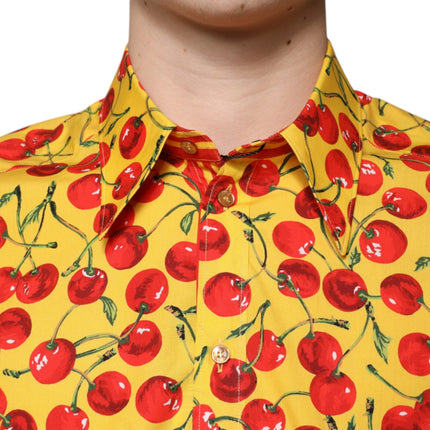 Dolce & Gabbana Yellow Cherry Cotton MARTINI Dress Shirt