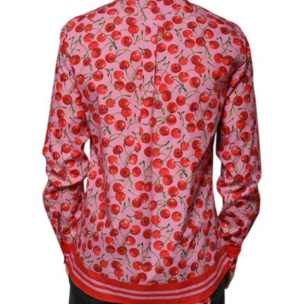 Dolce & Gabbana Pink Cherry Cotton Formal MARTINI Dress Shirt