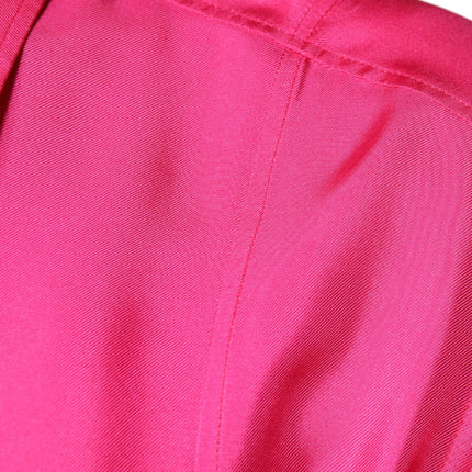 Dolce & Gabbana Pink Silk Collared Button Down Men Shirt