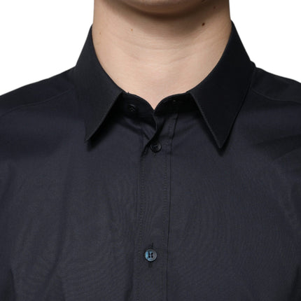 Dolce & Gabbana Black Cotton Blend Formal GOLD Dress Shirt
