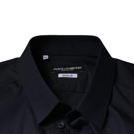 Dolce & Gabbana Black Cotton Blend Formal GOLD Dress Shirt
