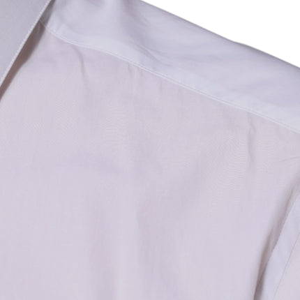 Dolce & Gabbana White Cotton Logo Formal Men GOLD Dress Shirt