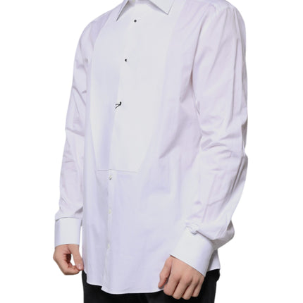Dolce & Gabbana White Bib Cotton Poplin GOLD Formal Shirt
