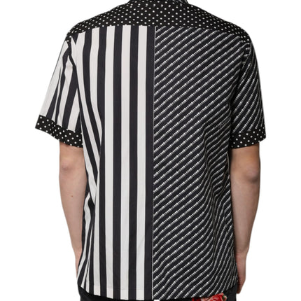 Dolce & Gabbana Black White Striped Button Down Casual Shirt