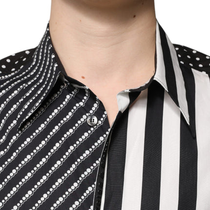 Dolce & Gabbana Black White Striped Button Down Casual Shirt
