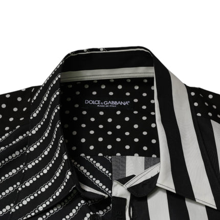 Dolce & Gabbana Black White Striped Button Down Casual Shirt
