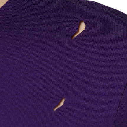 Dolce & Gabbana Purple Cotton Round Neck Pullover Men Sweater