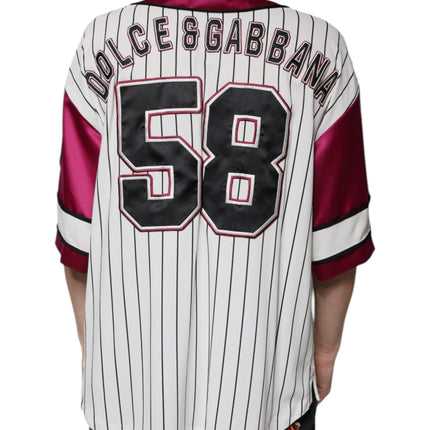 Dolce & Gabbana Multicolor Logo Jersey Button V-neck T-shirt