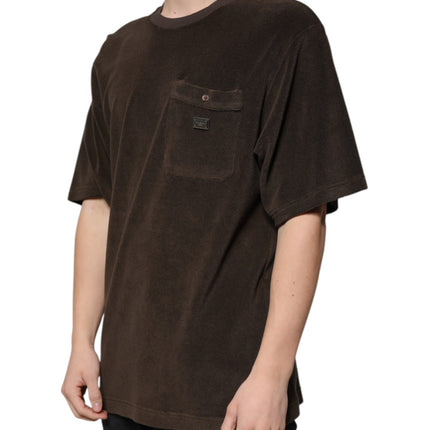 Dolce & Gabbana Brown Cotton Crew Neck Short Sleeves T-shirt