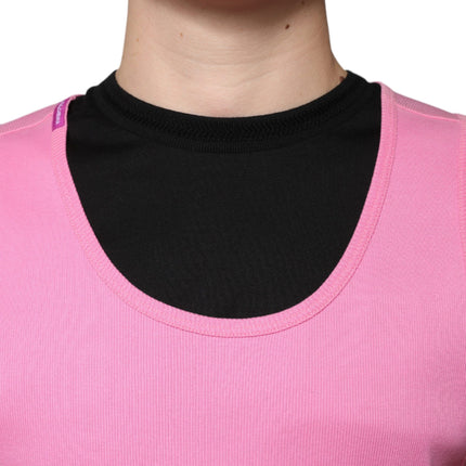 Dolce & Gabbana Pink Cotton Round Neck Sleeveless T-shirt