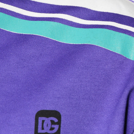 Dolce & Gabbana Purple Logo Jersey Cotton V-neck T-shirt