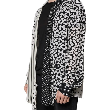 Dolce & Gabbana Black White Polka Dots Silk Men Casual Shirt