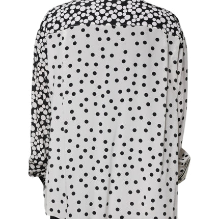 Dolce & Gabbana Black White Polka Dots Silk Men Casual Shirt